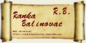 Ranka Balinovac vizit kartica